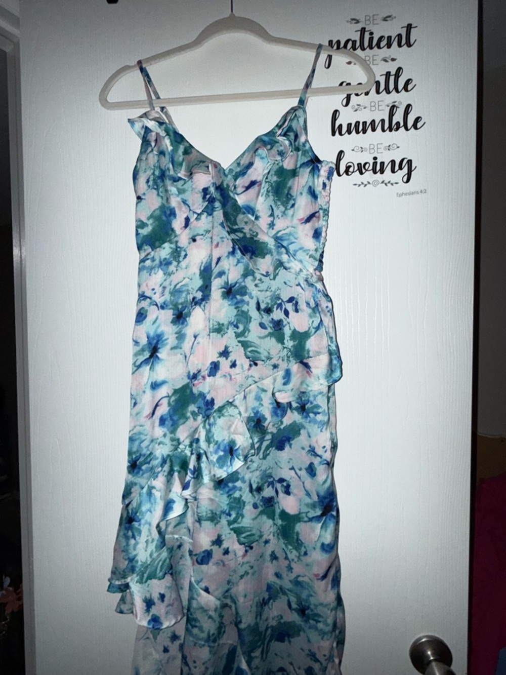 Japna Blue & Green Floral Ruffle Maxi Dress - Picture 2 of 5